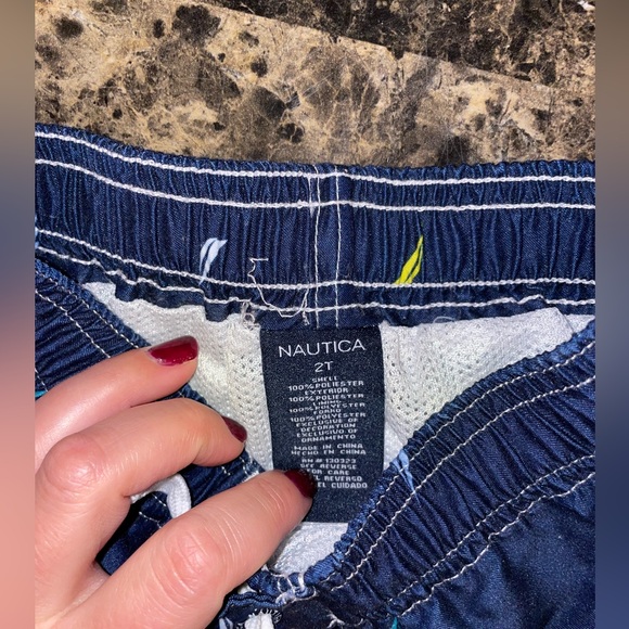 Nautica Toddler Swim Trunks 2T Navy with Multi-Color Nautica Logo - Picture 3 of 6